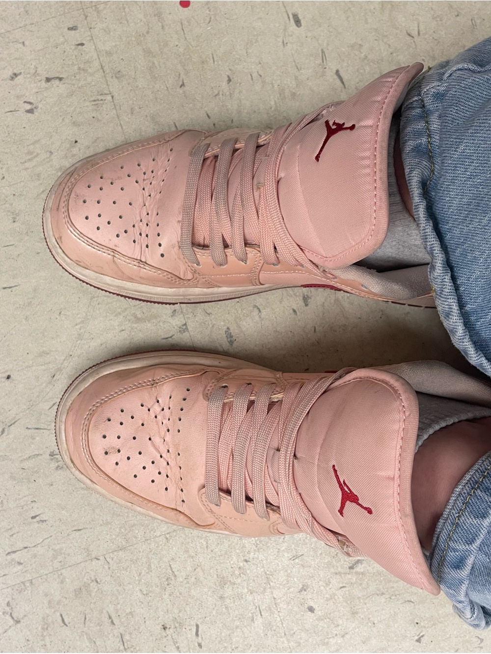 Jordan Women's Pink High-Top Sneakers with Red well loved
